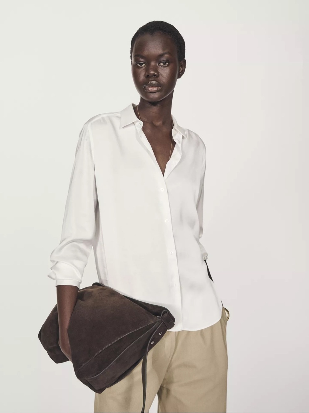 Massimo Dutti Classic White Button-Down Shirt - Women's Top